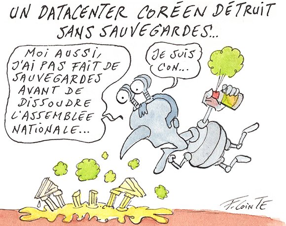 Dessin: Datacenters en feu : le gouvernement coréen a lui aussi négligé les sauvegardes
